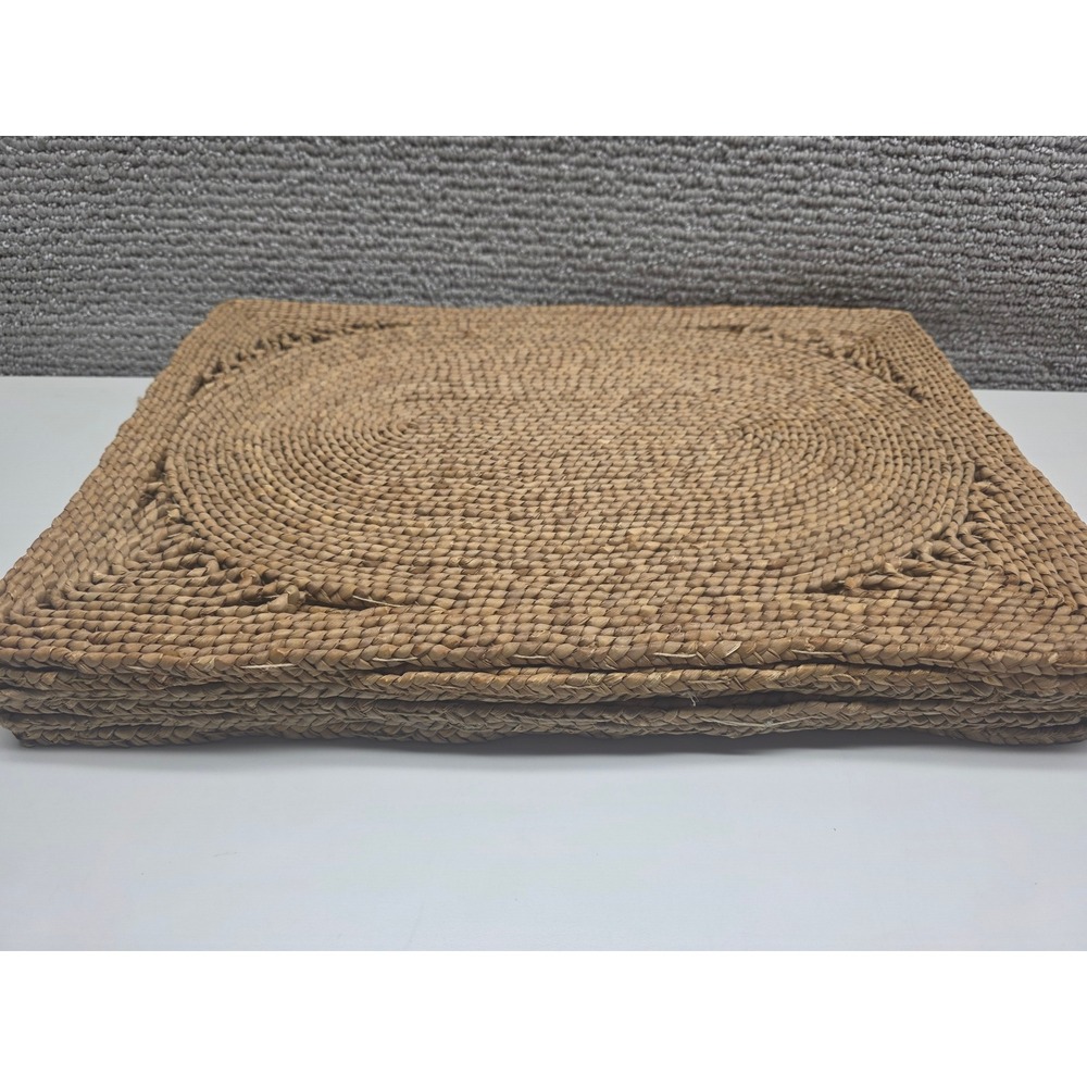Set of 6 Natural Woven Seagrass Placemats Rectangular Braided Straw 18x12 Rustic